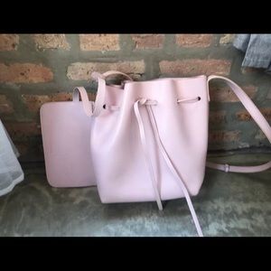 Mansur Cavriel Leather Bucket Bag Pink
